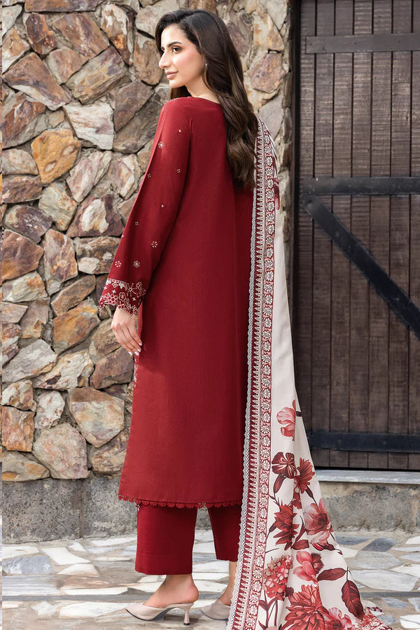 Farasha PK Embroidered Khaddar Suit Claret