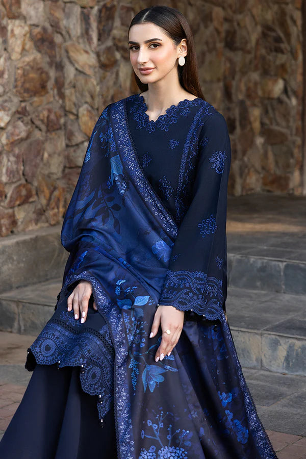Farasha PK Embroidered Khaddar Suit Bluebell