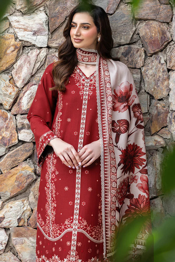 Farasha PK Embroidered Khaddar Suit Claret