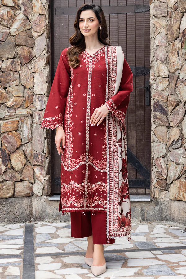 Farasha PK Embroidered Khaddar Suit Claret