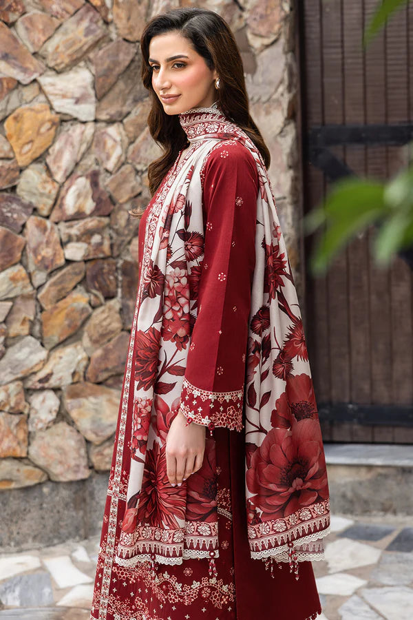 Farasha PK Embroidered Khaddar Suit Claret
