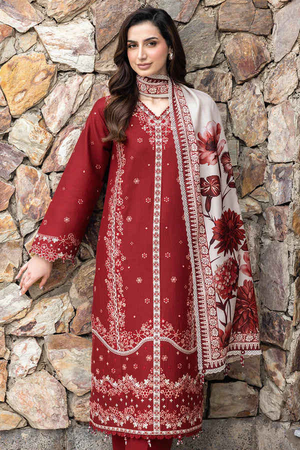 Farasha PK Embroidered Khaddar Suit Claret