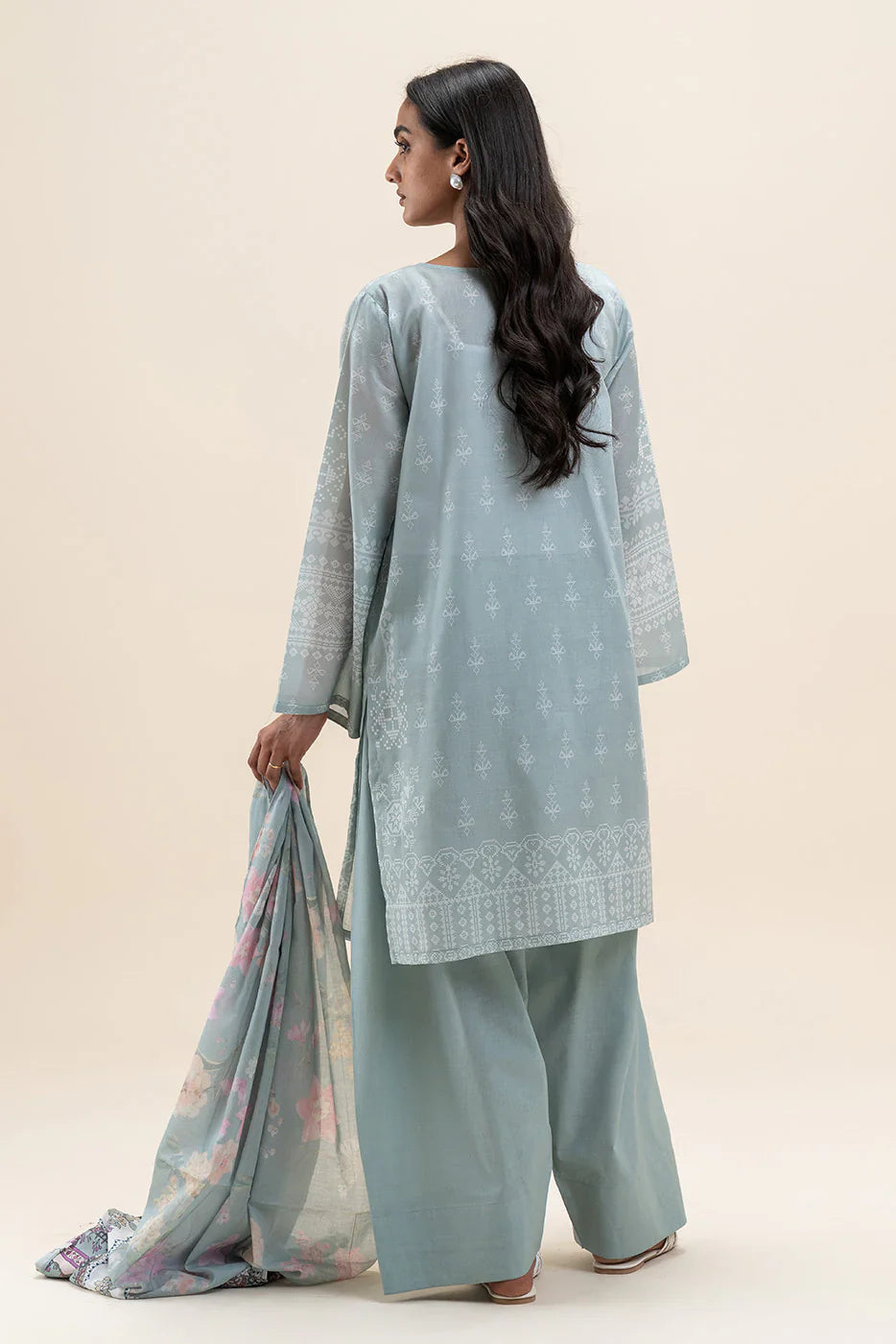 Beechtree Printed Blended Lawn Suit PISTACHIO ORCHID BT-09