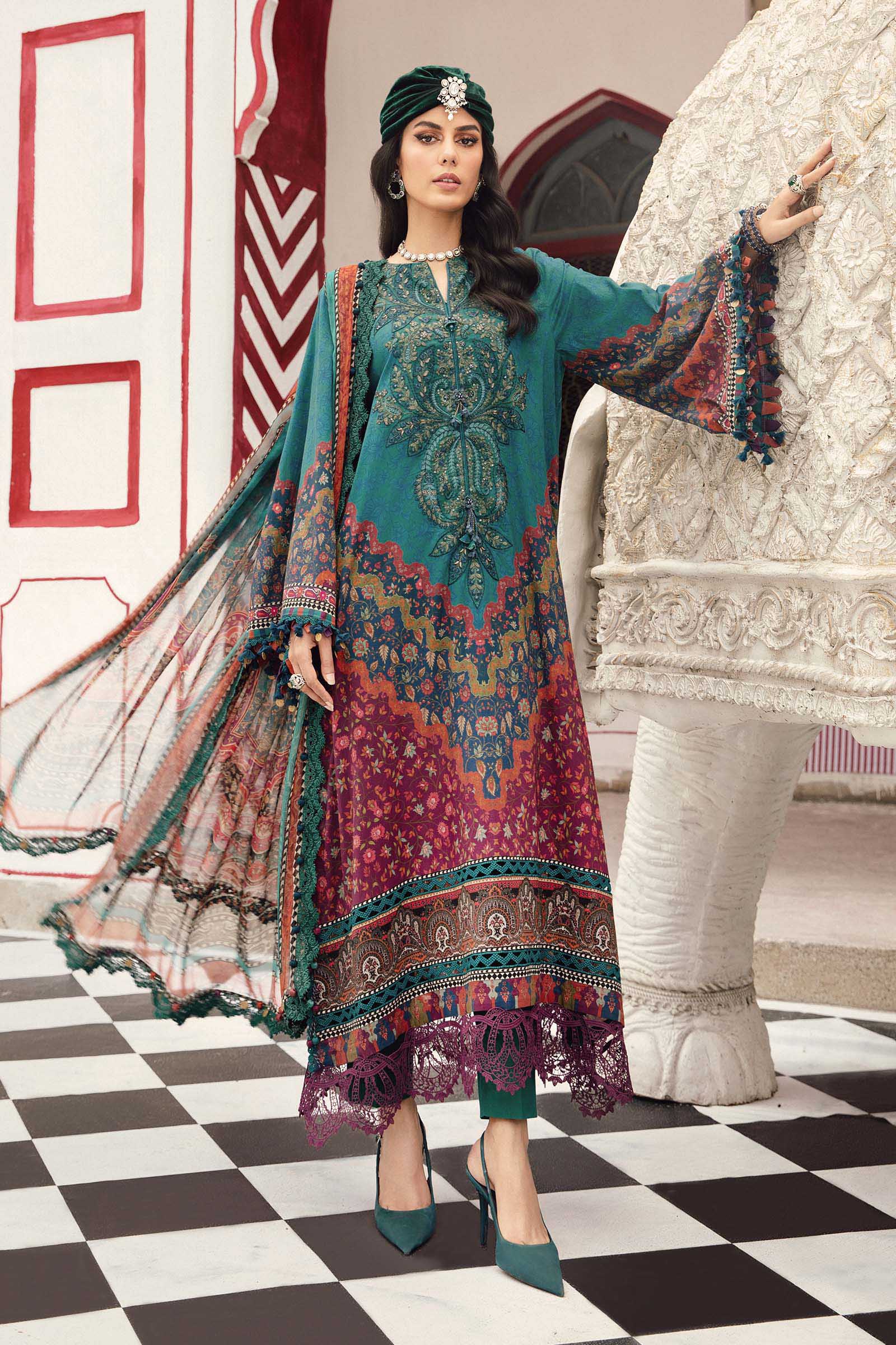 Maria B 3PC Embroidered Cambric Suit MPT-2710-B