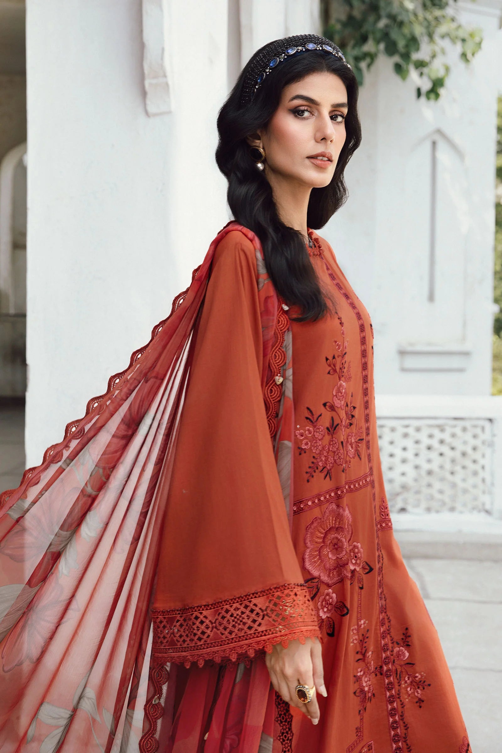 Maria B 3PC Embroidered Cambric Suit MPT-2701-B
