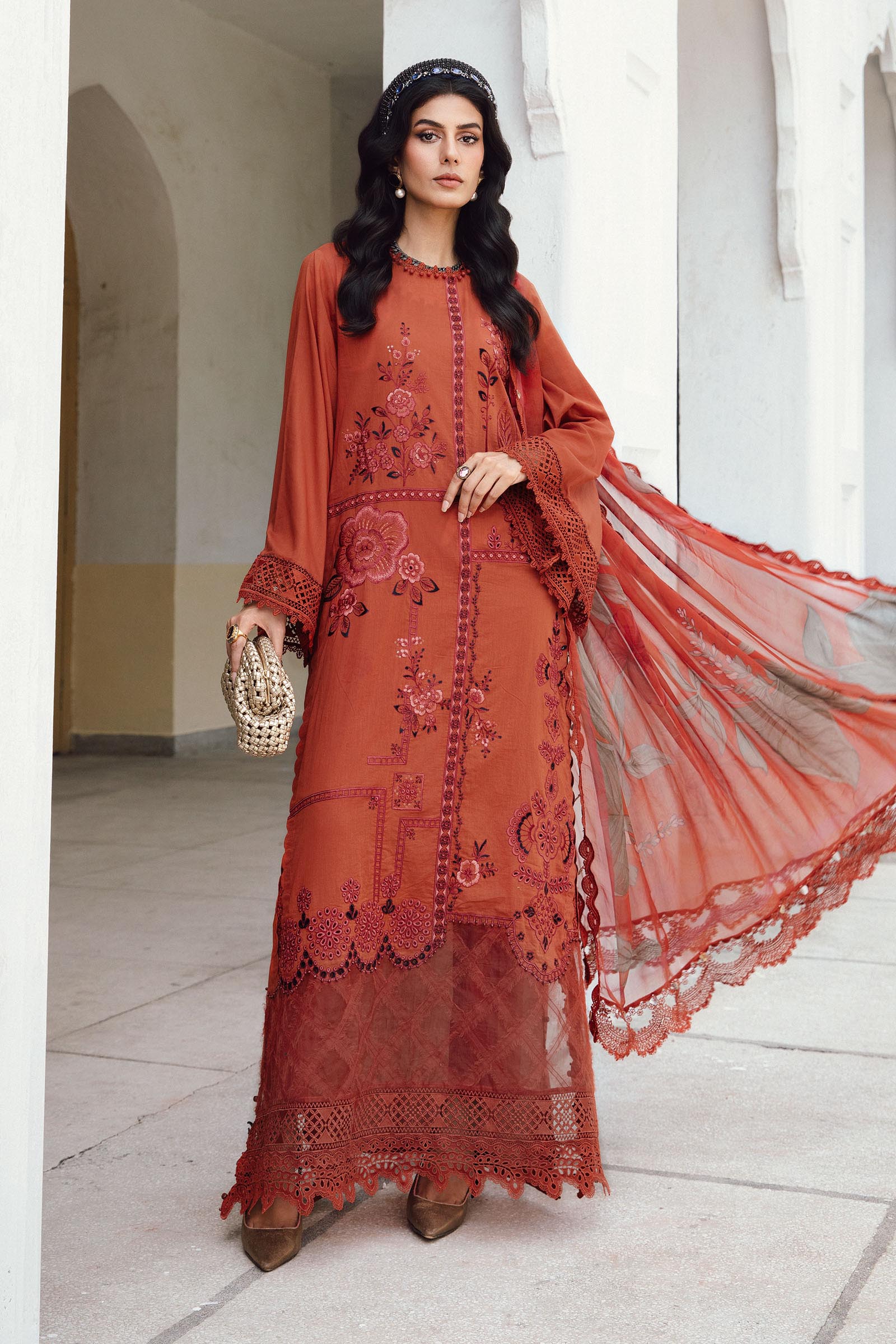 Maria B 3PC Embroidered Cambric Suit MPT-2701-B