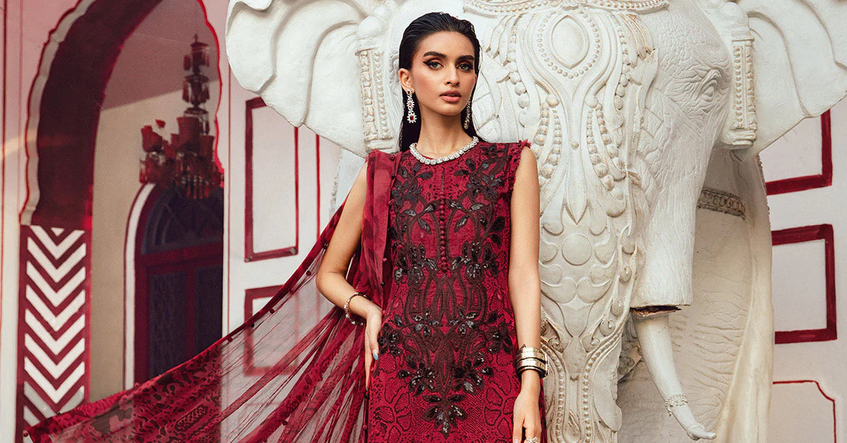 Maria B 3PC Embroidered Cambric Suit MPT-2702-A