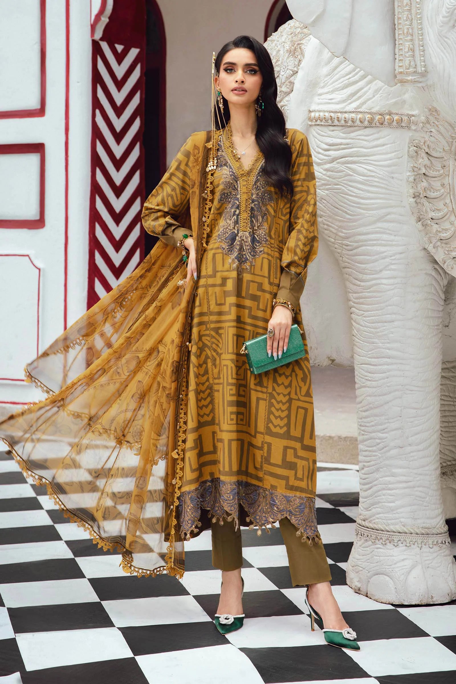 Maria B 3PC Embroidered Cambric Suit MPT-2703-A