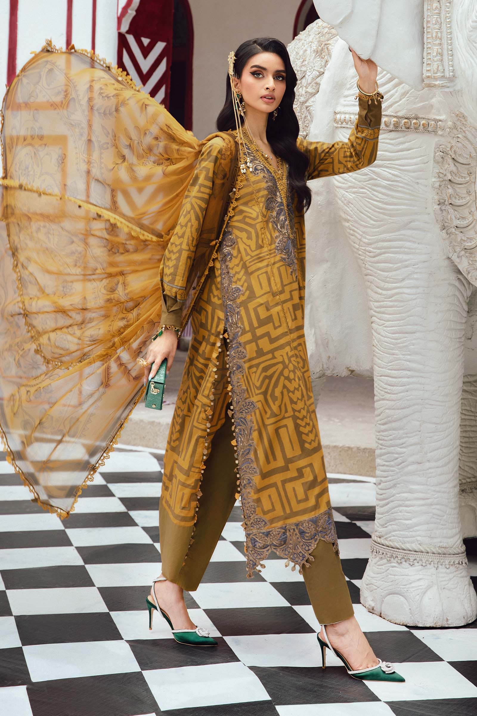 Maria B 3PC Embroidered Cambric Suit MPT-2703-A