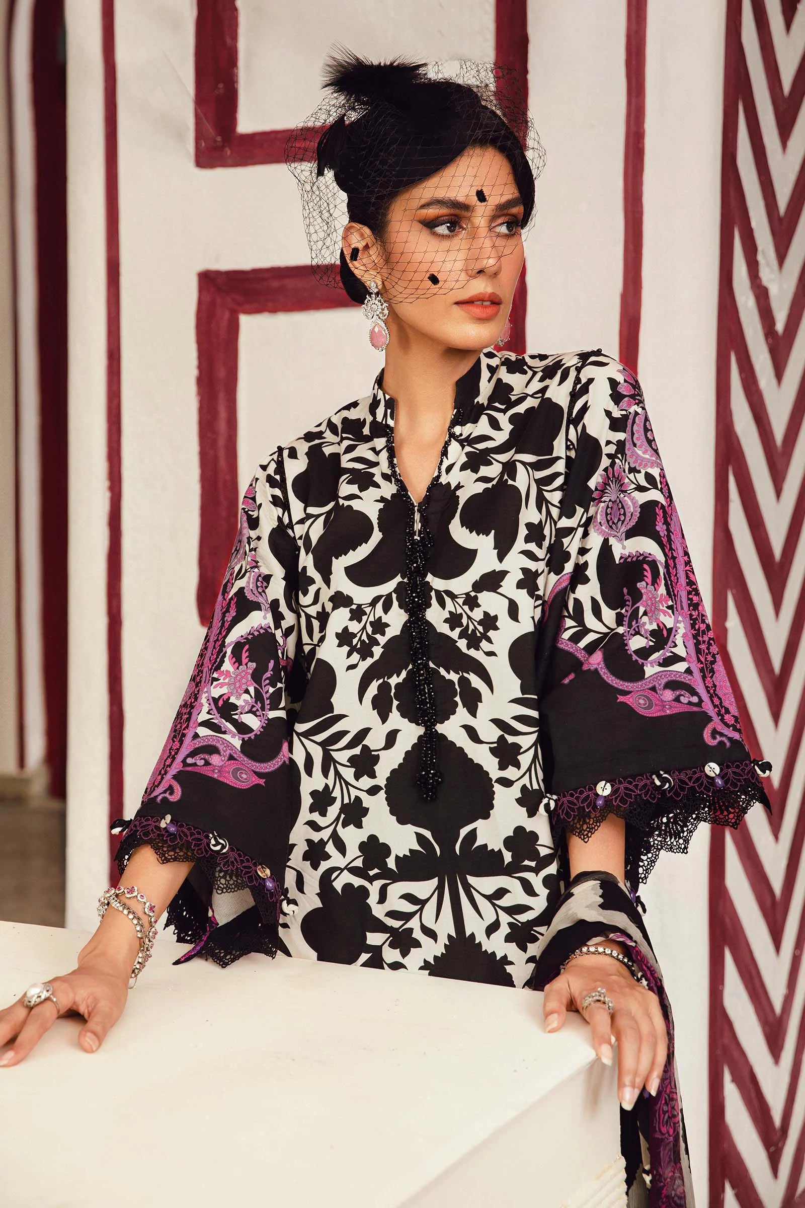 Maria B 3PC Embroidered Cambric Suit MPT-2704-B