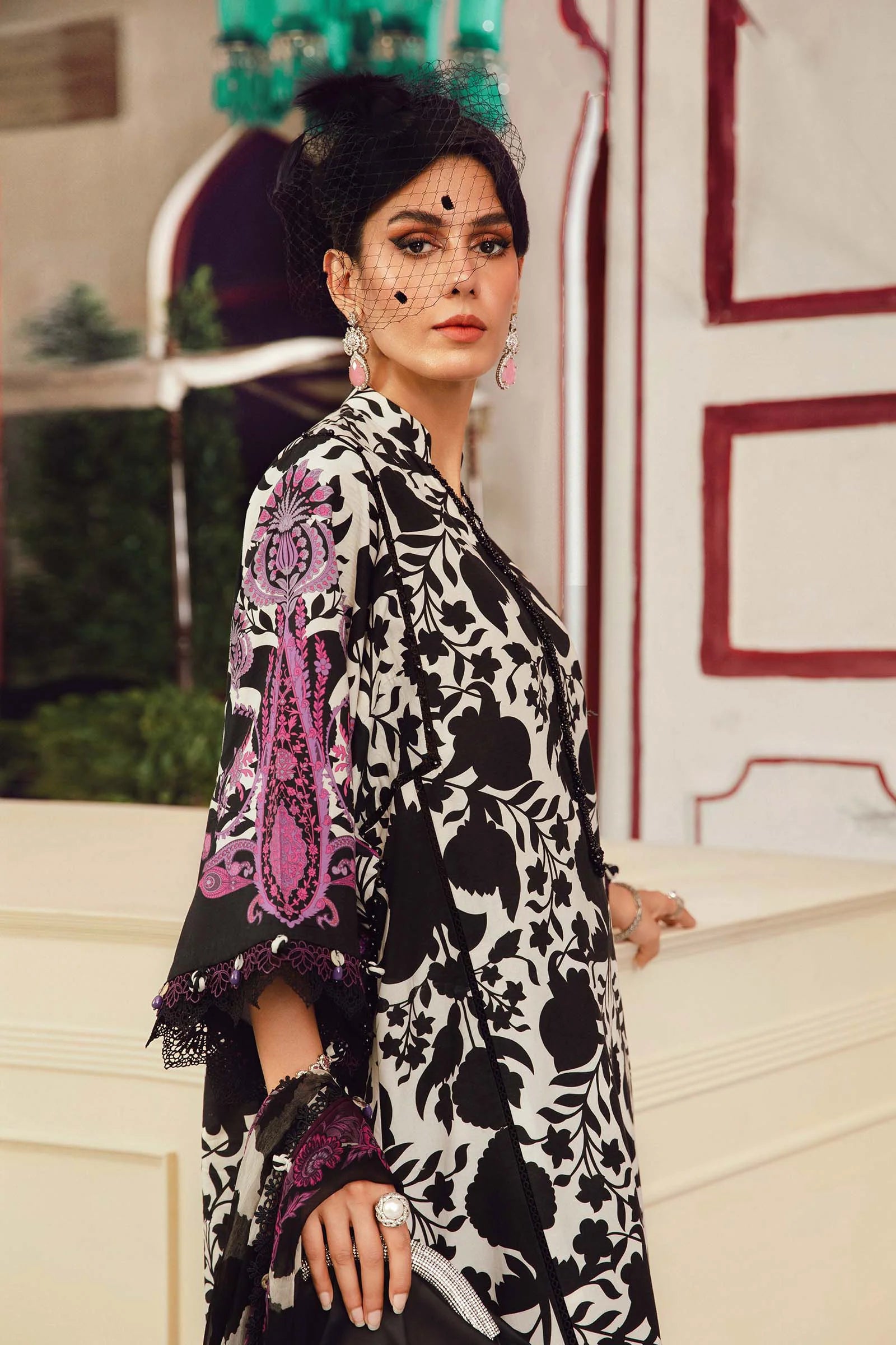 Maria B 3PC Embroidered Cambric Suit MPT-2704-B