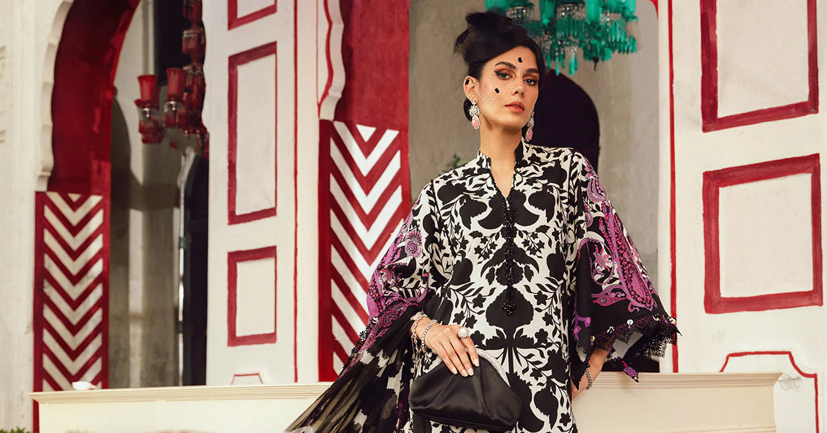 Maria B 3PC Embroidered Cambric Suit MPT-2704-B