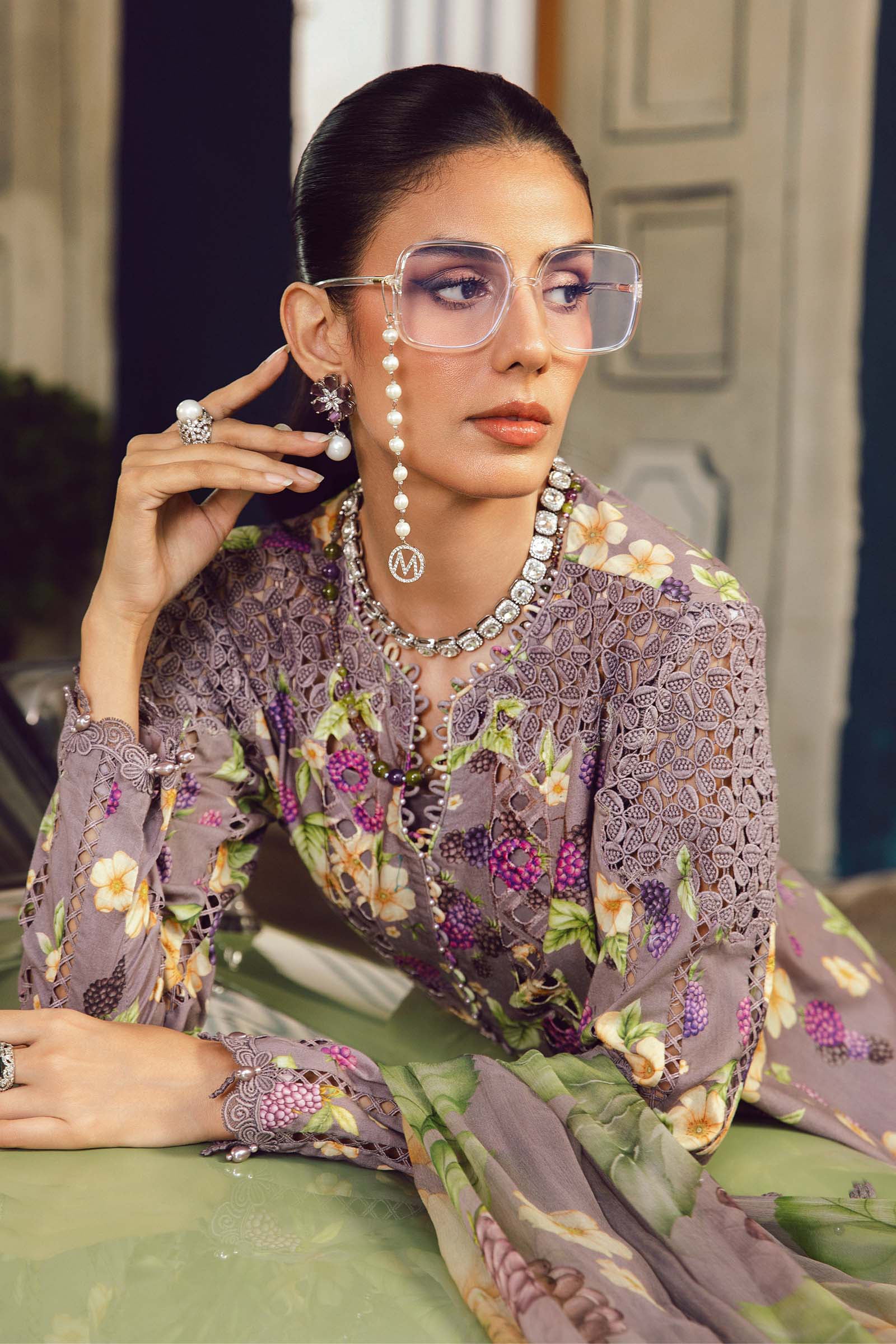 Maria B 3PC Embroidered Cambric Suit MPT-2706-B