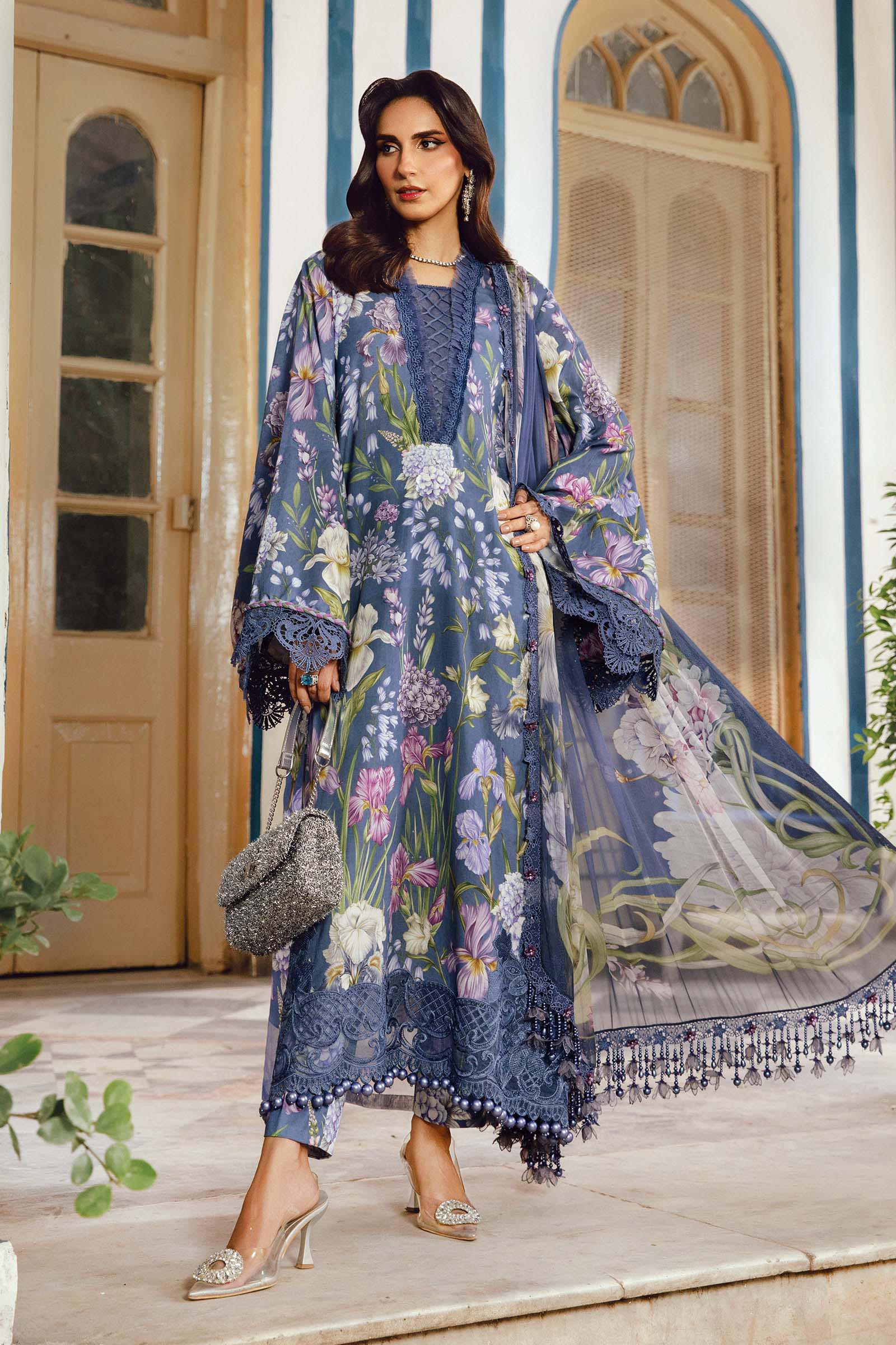 Maria B 3PC Embroidered Cambric Suit MPT-2708-B