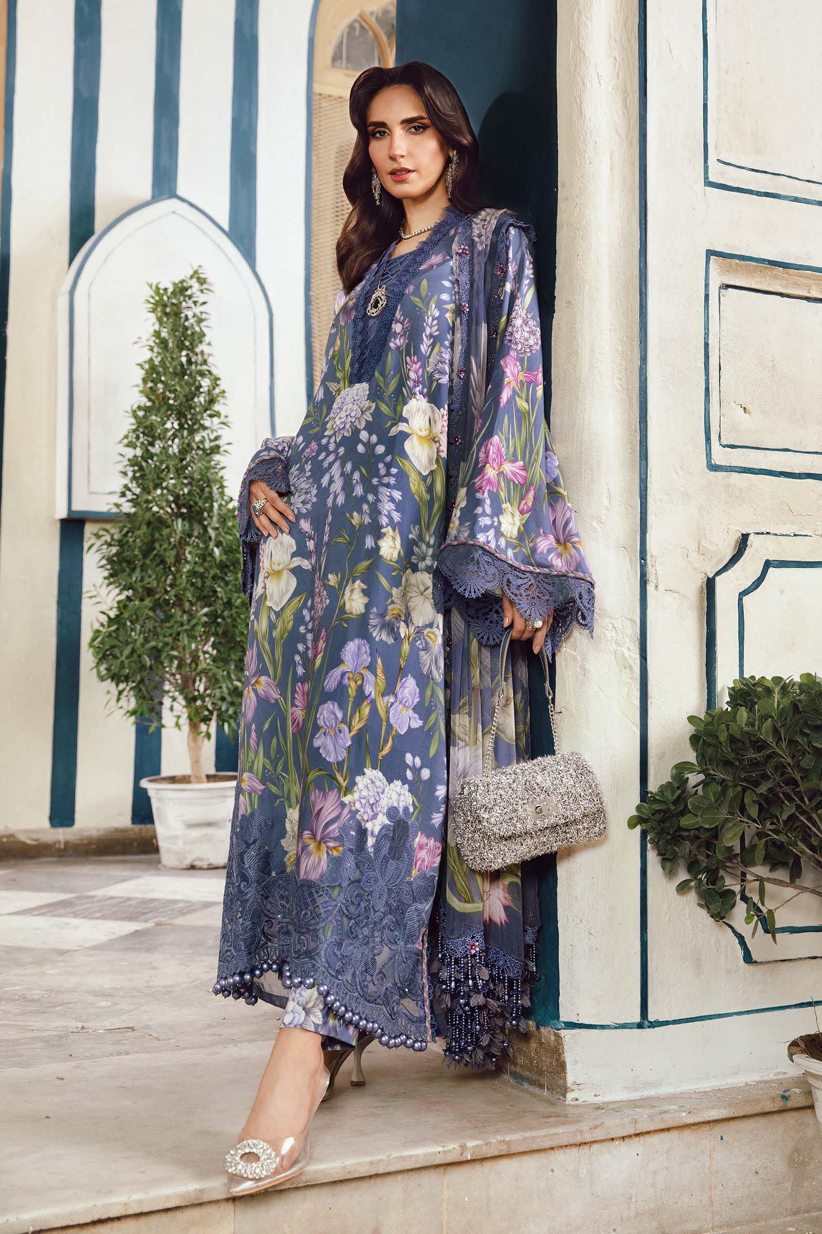 Maria B 3PC Embroidered Cambric Suit MPT-2708-B