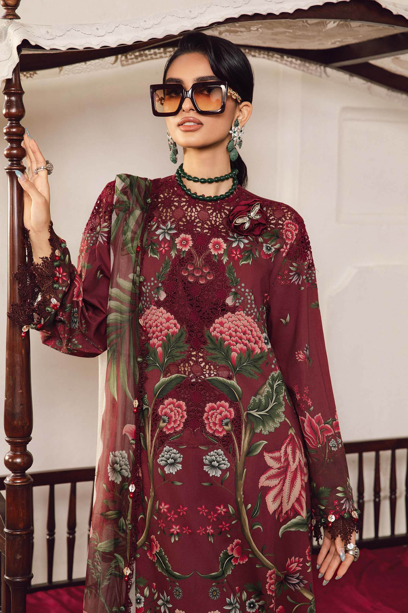 Maria B 3PC Embroidered Cambric Suit MPT-2709-A