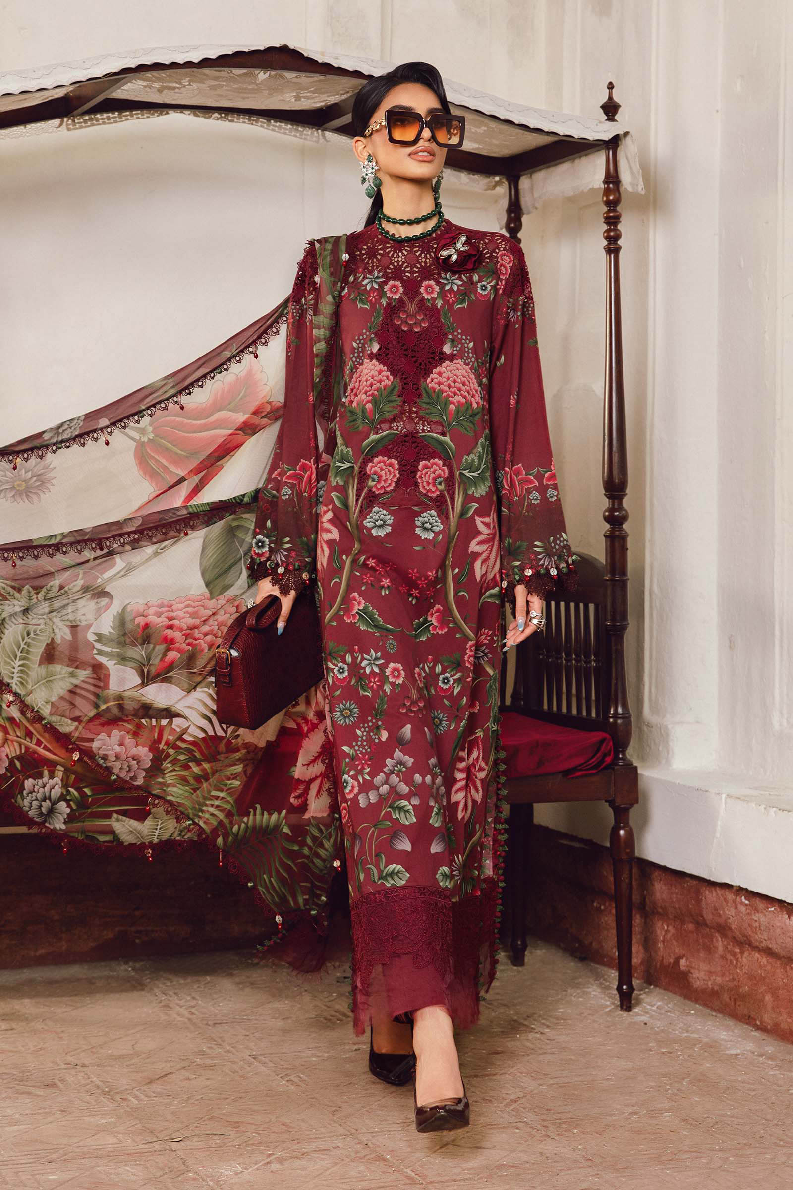 Maria B 3PC Embroidered Cambric Suit MPT-2709-A