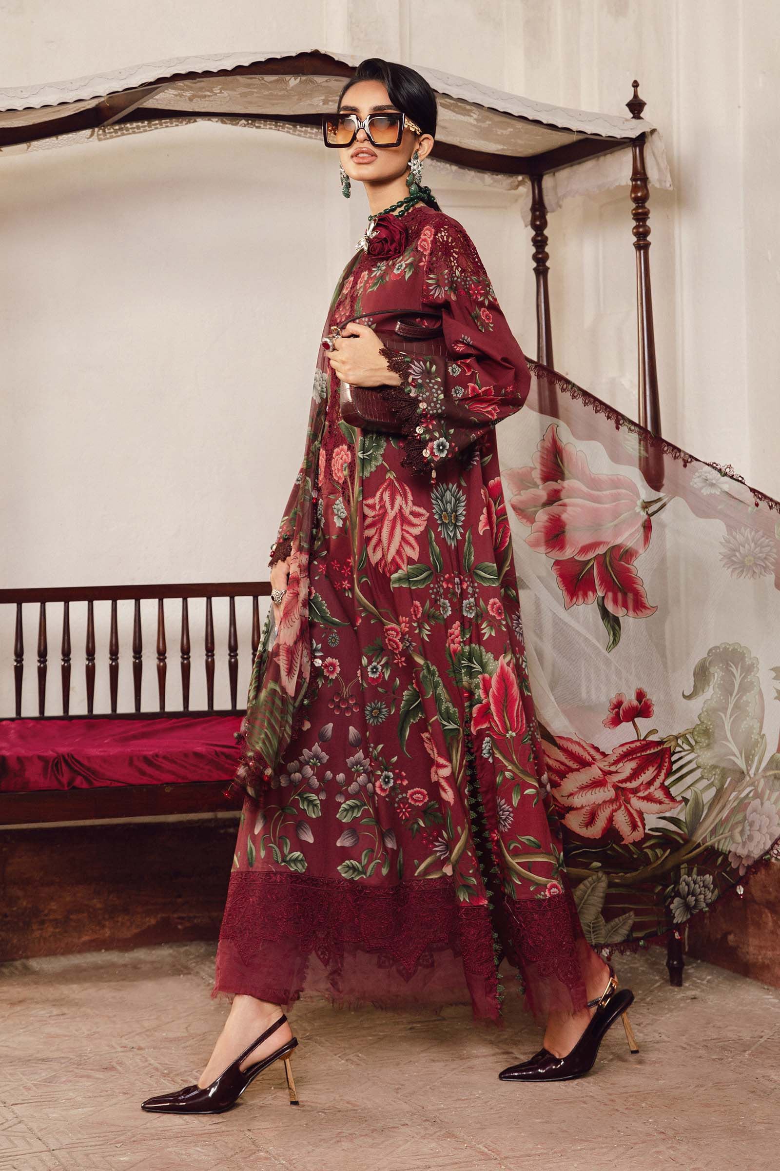 Maria B 3PC Embroidered Cambric Suit MPT-2709-A