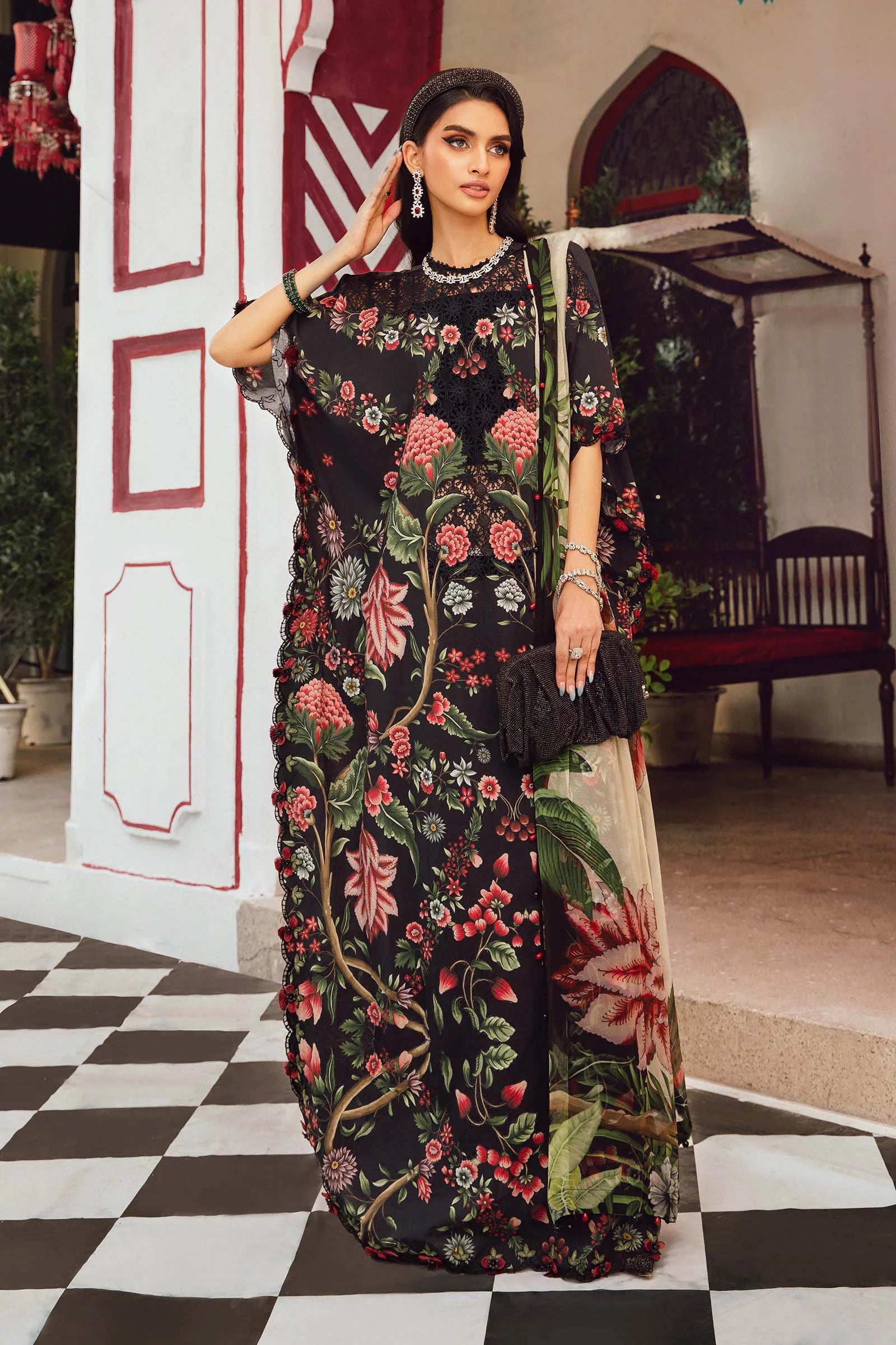 Maria B 3PC Embroidered Cambric Suit MPT-2709-B