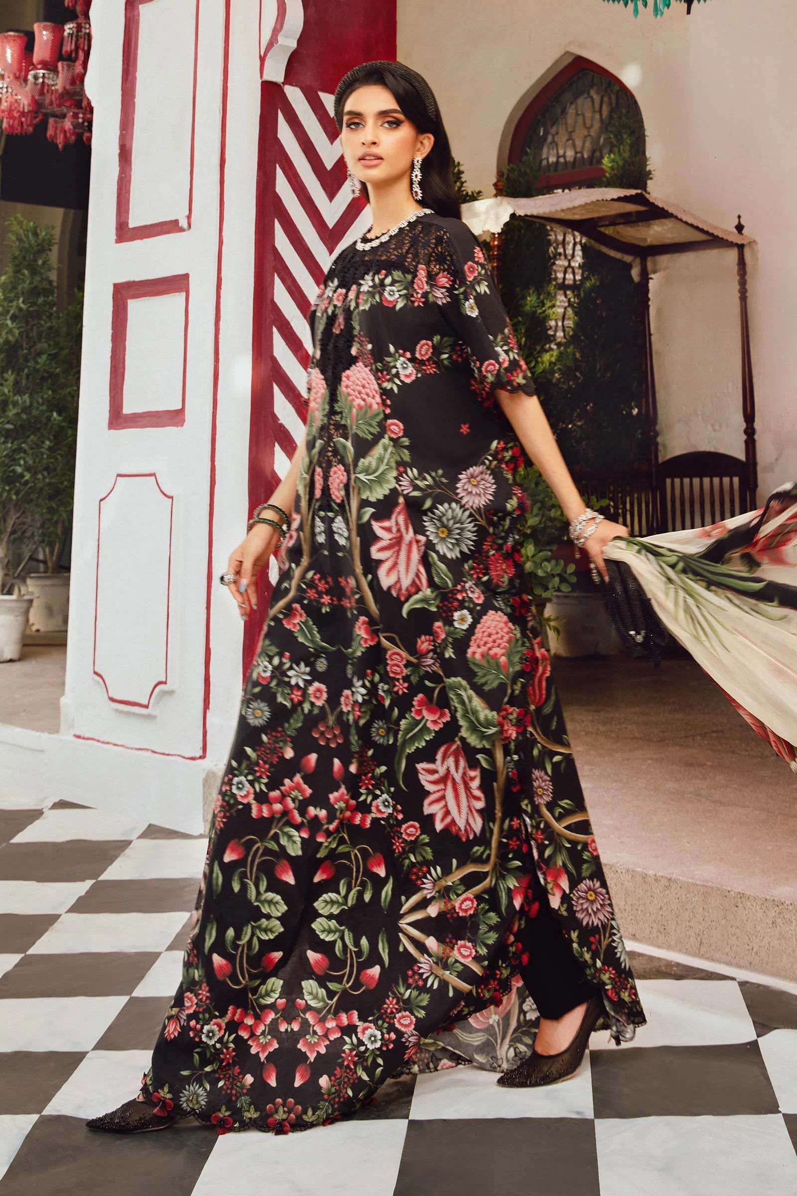 Maria B 3PC Embroidered Cambric Suit MPT-2709-B