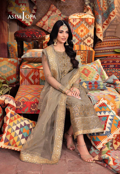 Asim Jofa Organza Fancy 3 Piece Suit for Girls -  AJ22KF AJKF-13