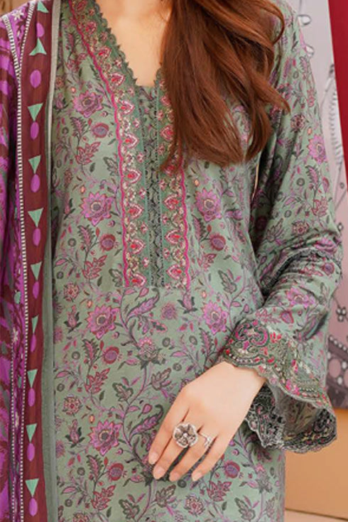 Munira Digital Embroidered Linen 3 Piece Suit MSL115
