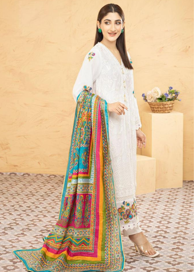 Lush Embroidered Chiffon Chikankari 3 Piece Suit L129