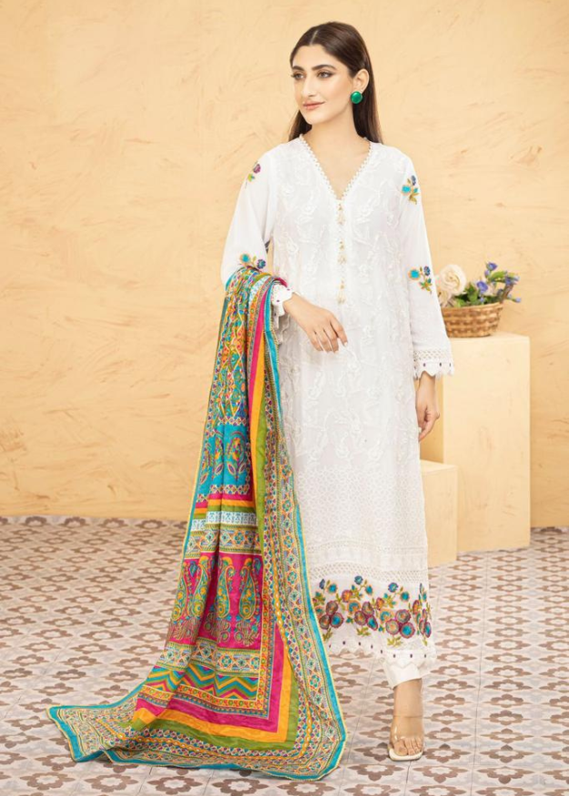 Lush Embroidered Chiffon Chikankari 3 Piece Suit L129