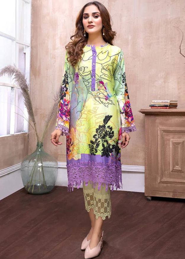 Adan Libas Digital Embroidered Lawn 1 Piece Kurti Effny ADLK07