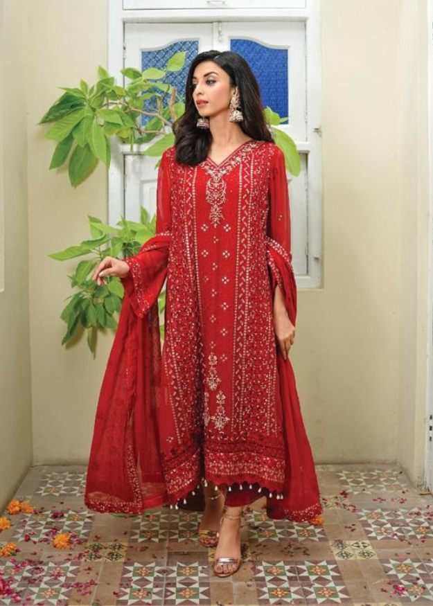 Lush Embroidered Chiffon 3 Piece Suit L123