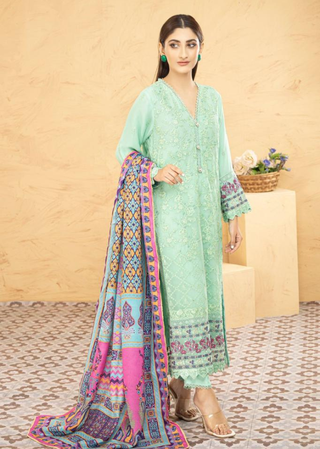 Lush Embroidered Chiffon Chikankari 3 Piece Suit L132
