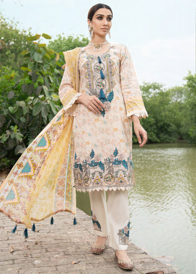 Munira Embroidered Lawn 3 Piece Suit MSL 34
