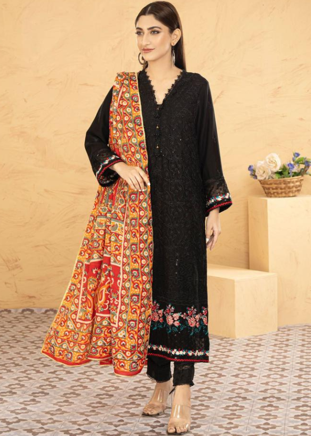 Lush Embroidered Chiffon Chikankari 3 Piece Suit L128