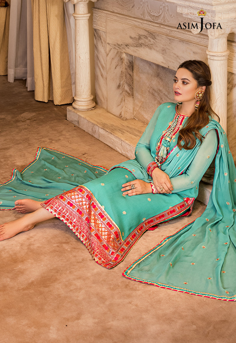 Asim Jofa Embroidered Chiffon 3-piece suit AJSM16