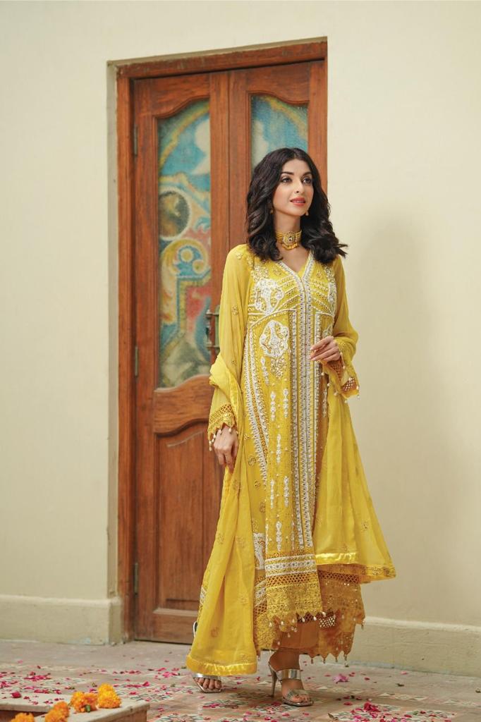 Lush Embroidered Chiffon 3 Piece Suit L121