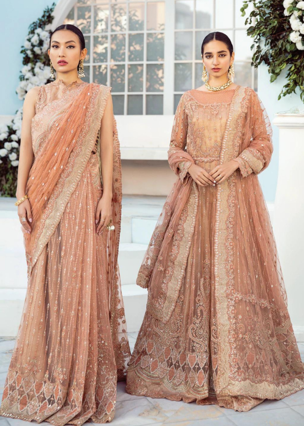 Iznik Embroidered Net 3 Piece suit ICC-07 Rose Quartz