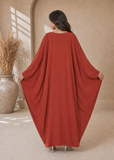 Women’s N-rust Red Embroidered V-Neck Kaftan Maxi Dress – Beach Cover-Up