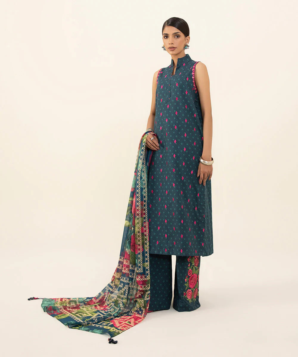 Sapphire Embroidered Cambric 3 Piece Suit SP-14