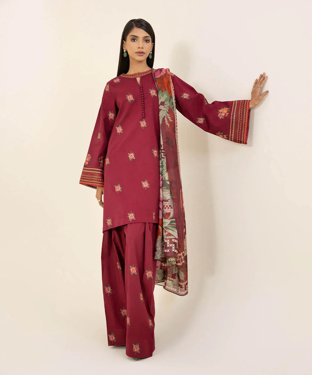 Sapphire Embroidered Cambric 3 Piece Suit SP-07