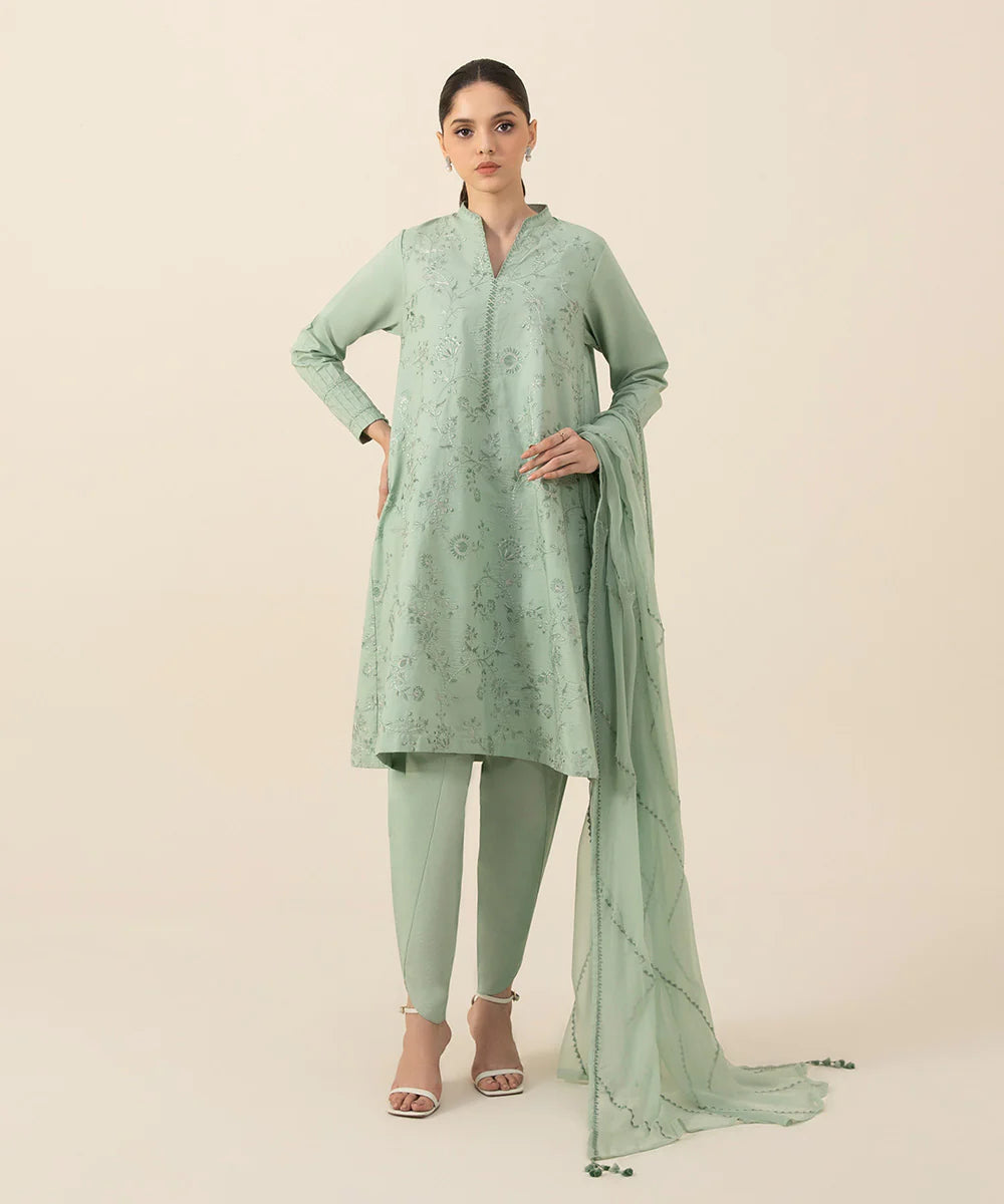 Sapphire Embroidered Cambric 3 Piece Suit SP-11