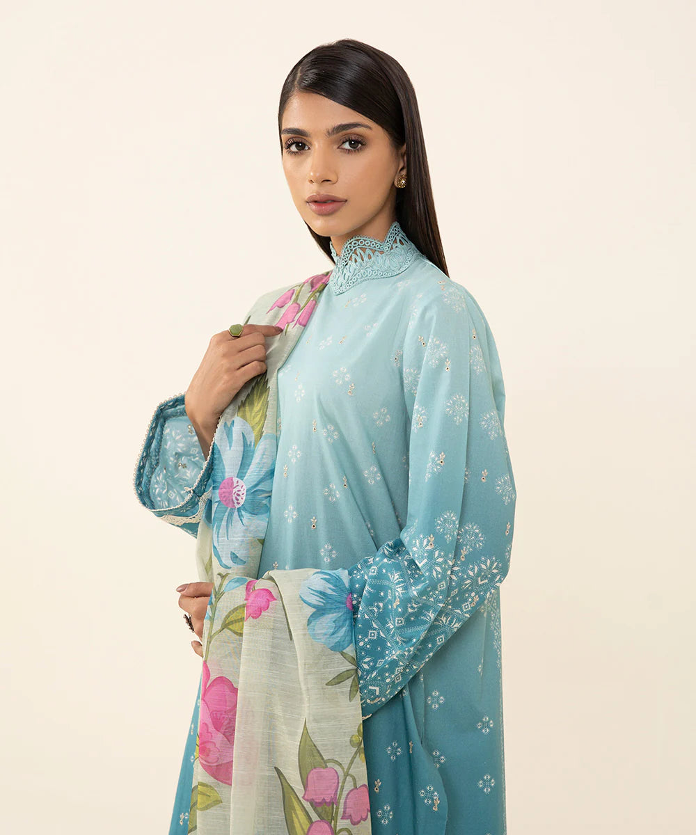 Sapphire Embroidered Cambric 3 Piece Suit SP-12