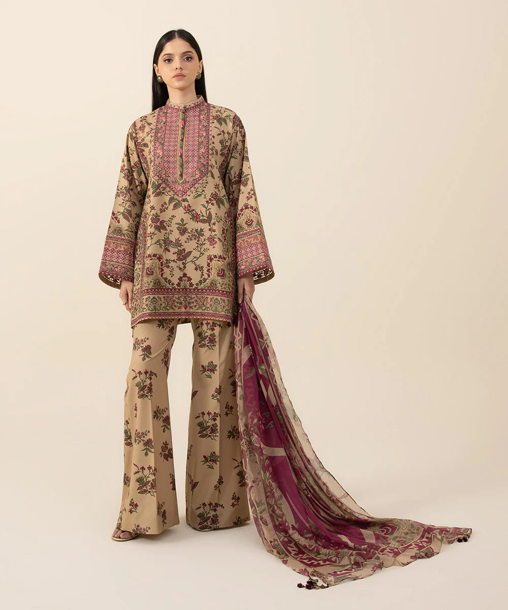 Sapphire Embroidered Silk 3 Piece Suit SP-01