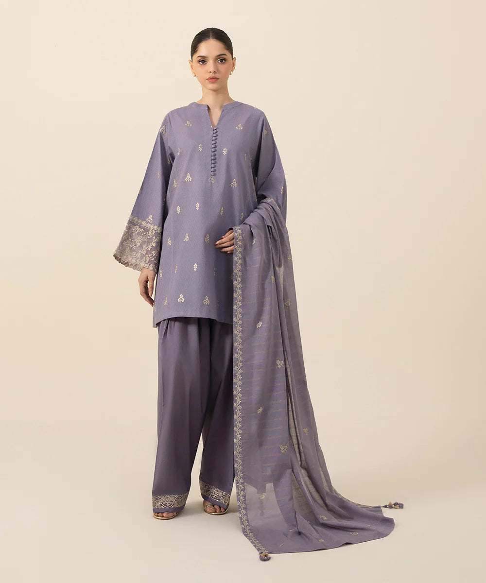 Sapphire Embroidered Cambric 3 Piece Suit SP-09