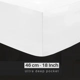 100% Cotton 800 Thread Count Ultra Deep Fitted Sheets - 46cm - White