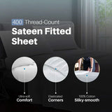 400 Thread Count 30cm Fitted Sheet - 100% Egyptian Cotton, White
