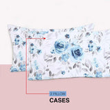 100% Cotton Duvet Cover Set | Soft and Stylish Blue Roses Print