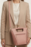 Faux Crocodile Rock N Roll V Handbag - Pink