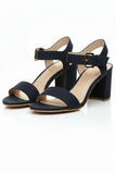 Women Low Block Heel Sandals Navy Suede G-1840