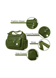 Women's Green Waterproof Nylon Crossbody Bag