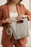 Faux Crocodile Rock N Roll V Handbag - Grey